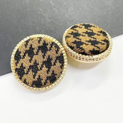 WUPNGS Antike goldene Knöpfe Samtknöpfe, 50 Stück, Karierte runde Stoffknöpfe, Samtknöpfe, Metallknöpfe(Black Coffee,18mm) von WUPNGS