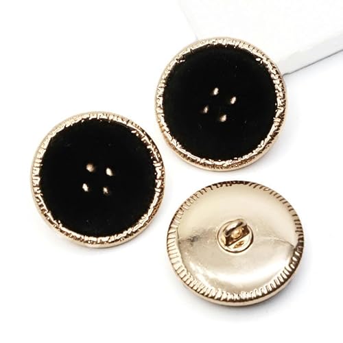 WUPNGS Antike goldene Knöpfe Samtknöpfe, 6 Stück, Runde Stoffknöpfe, Samtknöpfe mit Metallschaftknöpfen(18mm) von WUPNGS