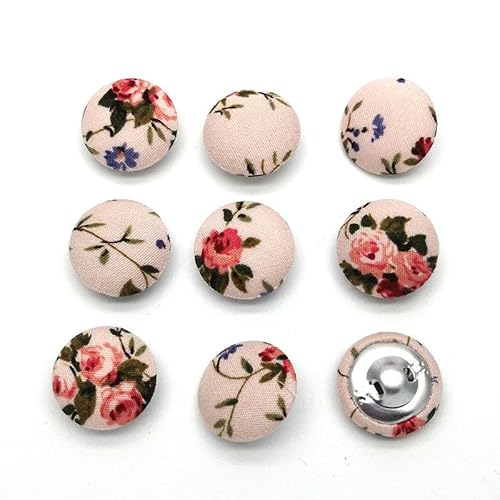 WUPNGS Antike goldene Knöpfe Samtknöpfe, Stoffbedeckte Knöpfe, 10 Stück, Bemalte runde Stoffknöpfe(Floral 6) von WUPNGS