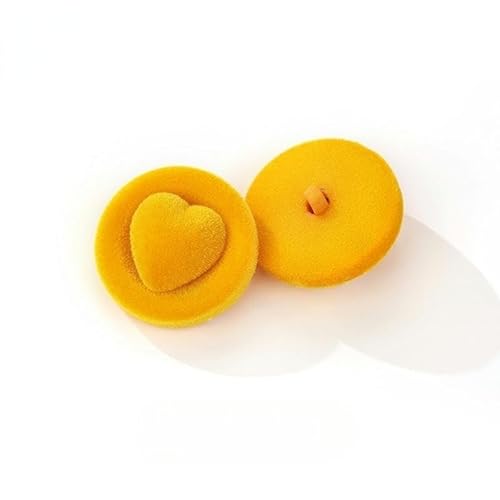 WUPNGS Antike goldene Knöpfe Samtknöpfe, Stoffbedeckte Knöpfe, 5 Stück, Grünes Herz, runde Stoffknöpfe(Yellow) von WUPNGS