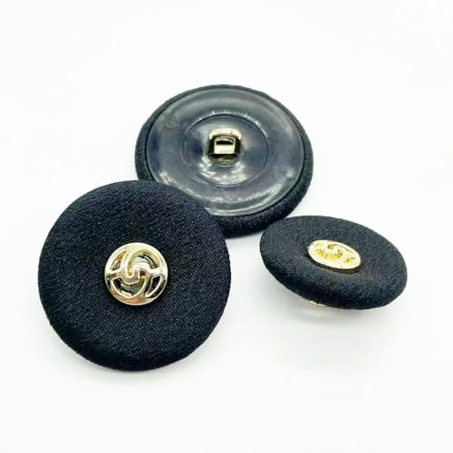 WUPNGS Antike goldene Knöpfe Samtknöpfe,Stoffbezogene Knöpfe,100Stk,Samtknöpfe,Mit Metallschaftknöpfen(Black,40L=25MM) von WUPNGS