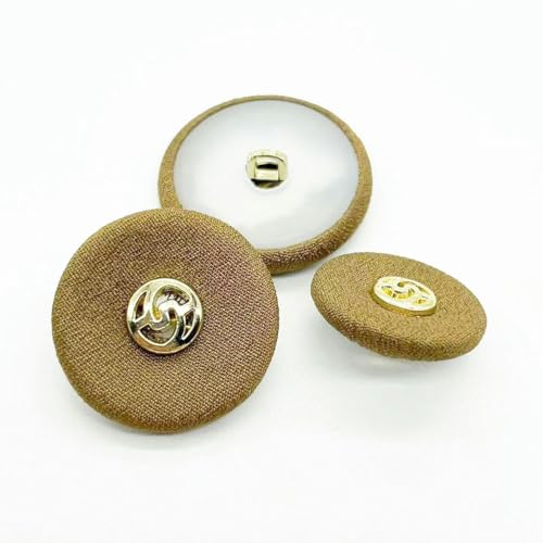 WUPNGS Antike goldene Knöpfe Samtknöpfe,Stoffbezogene Knöpfe,100Stk,Samtknöpfe,Mit Metallschaftknöpfen(Brown,28L=18MM) von WUPNGS