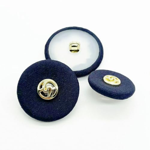 WUPNGS Antike goldene Knöpfe Samtknöpfe,Stoffbezogene Knöpfe,100Stk,Samtknöpfe,Mit Metallschaftknöpfen(Dark Blue,28L=18MM) von WUPNGS