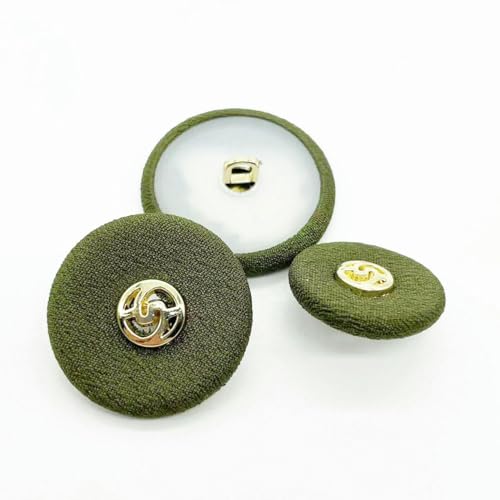 WUPNGS Antike goldene Knöpfe Samtknöpfe,Stoffbezogene Knöpfe,100Stk,Samtknöpfe,Mit Metallschaftknöpfen(Dark Green,36L=23MM) von WUPNGS