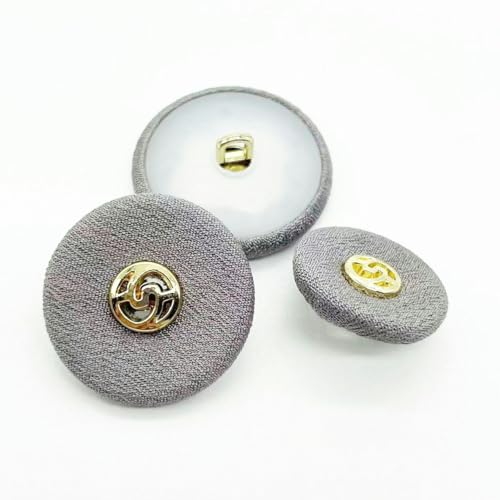 WUPNGS Antike goldene Knöpfe Samtknöpfe,Stoffbezogene Knöpfe,100Stk,Samtknöpfe,Mit Metallschaftknöpfen(Gray,28L=18MM) von WUPNGS