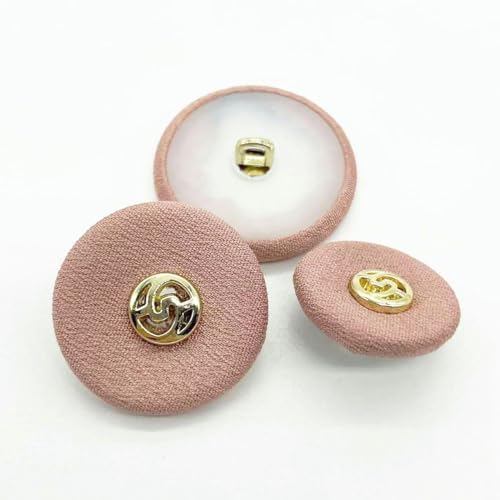 WUPNGS Antike goldene Knöpfe Samtknöpfe,Stoffbezogene Knöpfe,100Stk,Samtknöpfe,Mit Metallschaftknöpfen(Pink,28L=18MM) von WUPNGS