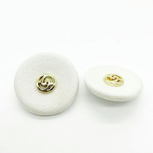 WUPNGS Antike goldene Knöpfe Samtknöpfe,Stoffbezogene Knöpfe,100Stk,Samtknöpfe,Mit Metallschaftknöpfen(White,40L=25MM) von WUPNGS