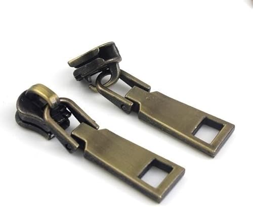WUPNGS Kettenkopf. Reißverschlussschieber, Reißverschluss-Reparaturset, 20-teilige Metall-Reißverschlussschieber Nr. 5 for Jacken, Kleidung, Mäntel, Kopfschieber, Reißverschluss-Nähzubehör(Bronze) von WUPNGS