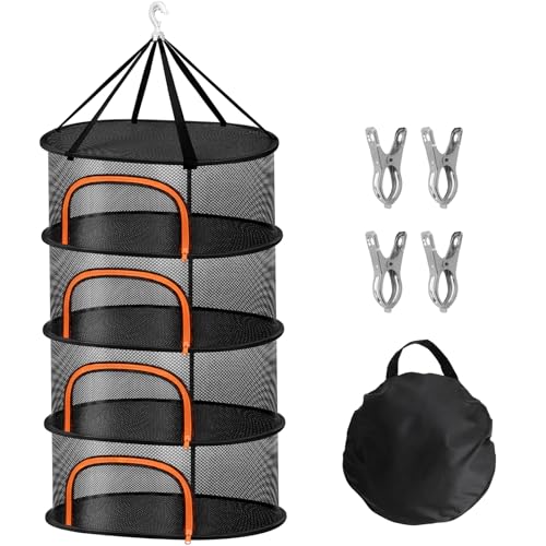 WUQNGI Trockennetz Kräuter 4-Lagiges,Kräutertrockner Hängend mit 4 Edelstahl-Clips und Haken,Mesh Kräuter Trocknen Netz Klappbar,Trocknungsnetze Grow Für Kräuter, Pflanze,Blumen,Früchte,(Oval-Schwarz) WUQNGI Trockennetz Kräuter 4-Lagiges,Kräutertrockner Hängend mit 4 Edelstahl-Clips und Haken,Mesh Kräuter Trocknen Netz Klappbar,Trocknungsnetze Grow Für Kräuter, Pflanze,Blumen,Früchte,(Oval-Schwarz) von WUQNGI