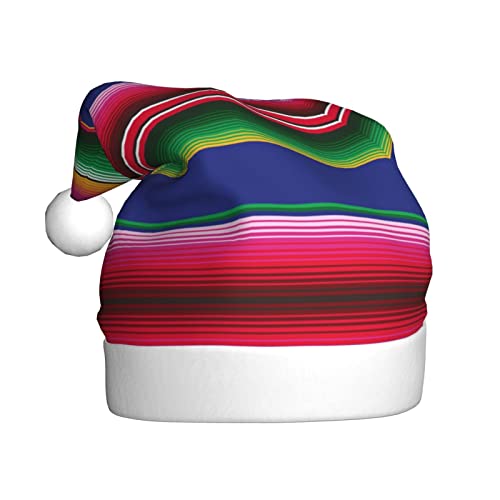 WURTON Bunte mexikanische Streifen Druck Weihnachtsmütze, Weihnachtsmütze Urlaub Für Erwachsene Unisex Santa Hut Für Party Supplies von WURTON