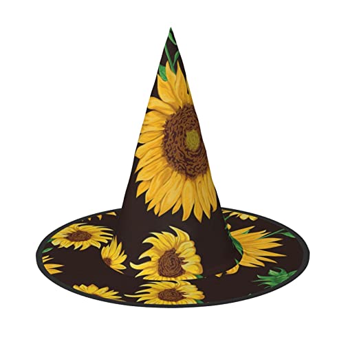 WURTON Halloween-Hexenhut, Halloween, schöne Sonnenblumen-bedruckte Hüte, Zubehör für Halloween-Party-Dekoration von WURTON