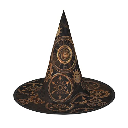 WURTON Halloween-Hexenhut, Halloween-Zahnräder, Uhr, Bronze, Jahrhundert, bedruckte Hüte, Zubehör für Halloween-Party-Dekoration von WURTON