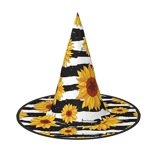WURTON Hexenhut mit Sonnenblumen-Druck, Halloween-Party, Hexenkostüm, Zubehör für Halloween, Cosplay von WURTON