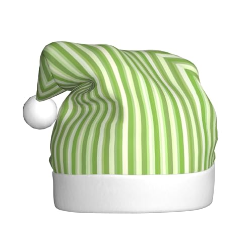 WURTON Klassische grüne gestreifte Weihnachtsmütze, Weihnachtsmütze, Urlaub für Erwachsene, Unisex, Weihnachtsmannmütze für Partyzubehör von WURTON