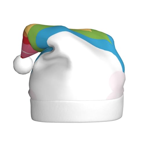 WURTON Kleine Regenbogen-Print Erwachsene Lustige Santa Hüte Xmas Urlaub Hut, Weihnachtsmütze Neujahr Party Xmas Hut Geschenke von WURTON