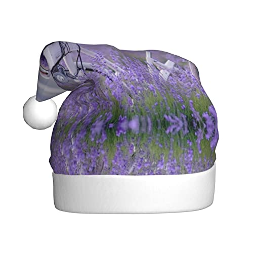 WURTON Lavendel Feld Fahrrad Druck Erwachsene Lustige Santa Hüte Xmas Urlaub Hut, Weihnachtsmütze Neujahr Party Xmas Hut Geschenke von WURTON