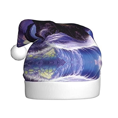WURTON Moonlight Lighthouse Print Christmas Santa Hat, Xmas Hat Unisex Adult Costume Accessory Party Supplies Gifts von WURTON