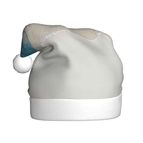 WURTON Strand Clear Sea Sand Print Christmas Santa Hat, Xmas Hat Unisex Adult Costume Accessory Party Supplies Gifts von WURTON