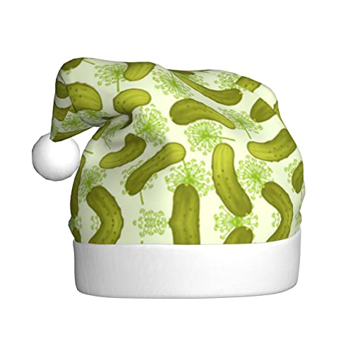 WURTON Sushi Dill Pickles Print Weihnachtsmütze, Weihnachtsmütze Urlaub Für Erwachsene Unisex Weihnachtsmann Hut Für Party Supplies von WURTON