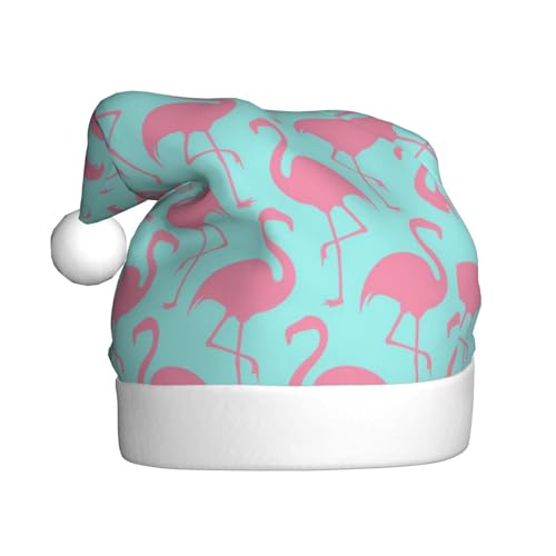 WURTON Weihnachtsmütze für Erwachsene, rosa Flamingo-Druck, Weihnachtsmütze für Weihnachten, Neujahr, Urlaub, Party, Geschenke von WURTON