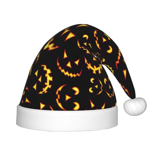 WURTON Weihnachtsmütze mit Aufdruck "Happy Halloween1", Weihnachtsmannmütze für Kinder, Unisex, Weihnachtsfeiertagsmütze, lustiges Partyzubehör von WURTON
