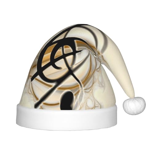 WURTON Weihnachtsmütze mit Musiknoten-Druck, Unisex, Weihnachtsmannmütze für Kinder und Erwachsene, Weihnachtsgeschenk von WURTON