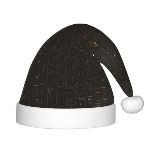 WURTON Weihnachtsmütze mit altägyptischem Hieroglyphen-Druck, Unisex, Neujahrsparty-Zubehör, Weihnachtsmannmütze für Kinder von WURTON