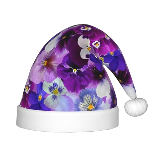 WURTON Weihnachtsmütze mit violettem Blumendruck, Unisex, für Kinder und Erwachsene, Weihnachtsgeschenke von WURTON