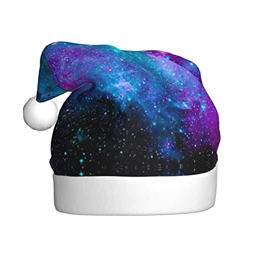 WURTON Weihnachtsmütze mit violettem Sternenhimmel-Druck, Weihnachtsmütze, Urlaub für Erwachsene, Unisex, Weihnachtsmannmütze für Partyzubehör von WURTON