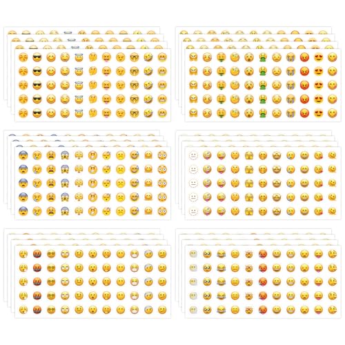 24 Blätter Smiley Sticker, Smiley Aufkleber,Emoji Sticker, Happy Face Sticker, Emoticon Aufkleber für Kinder, Motivationsaufkleber für Kinder, Emoji-Belohnungen für Lehrer, Notizbuchdekorationen von WUSANNA