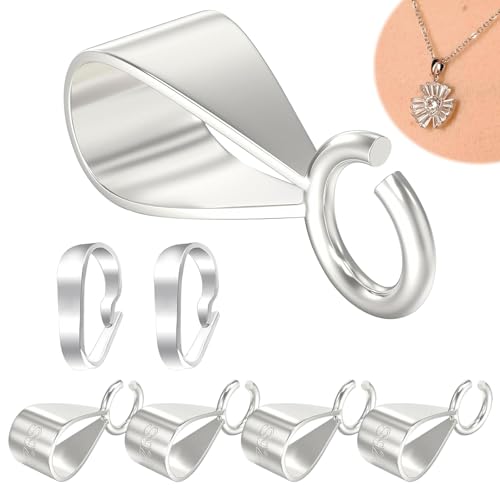 5 Stück Ösen Für Schmuck Anhänger mit 2 Stück Schnalle Des Live-Mund-Anhängers, 925 Sterling Kette für Anhänger,Anhänger Verschluss,Silber Schiebe Anhängerverschluss für Halskette Anhänger von WUSANNA