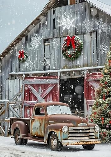 Kreuzstich-Set mit Weihnachtsprägung – roter LKW, Kreuzstich-Set für Anfänger und Erwachsene, Nadelspitze, Kreuzstichmuster, Maße, Stickerei-Set, Kunst und Handwerk Kreuzstich-Set mit Weihnachtsprägung – roter LKW, Kreuzstich-Set für Anfänger und Erwachsene, Nadelspitze, Kreuzstichmuster, Maße, Stickerei-Set, Kunst und Handwerk von WUSARPLY