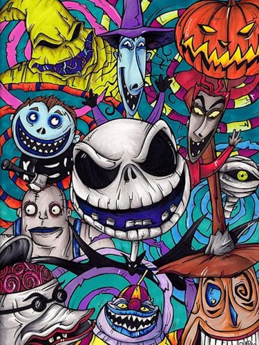 WUSARPLY Kreuzstich-Set Nightmare Before Christmas – Jack Nadelspitzen-Kreuzstich-Set für Anfänger und Erwachsene, Muster, Maße, Stickset, Kunst und Handwerk (11CT) von WUSARPLY