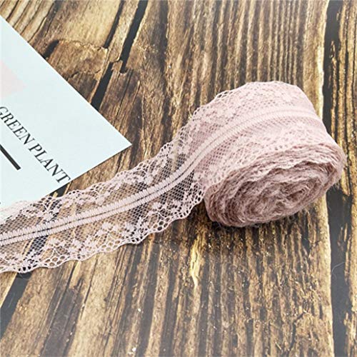 WUSHADEHANS Spitzenband, Spitzenbesatz, Spitzenband, 10 Meter, 14 Farben, Weiß/Schwarz, Spitzenband, 4 cm breit, bestickter Spitzenstoff for Heimwerker, Basteln, Netz, Nähen, Dekor(Flesh Pink) von WUSHADEHANS