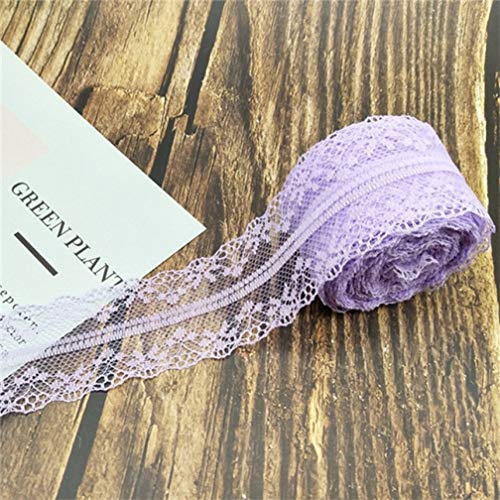 WUSHADEHANS Spitzenband, Spitzenbesatz, Spitzenband, 10 Meter, 14 Farben, Weiß/Schwarz, Spitzenband, 4 cm breit, bestickter Spitzenstoff for Heimwerker, Basteln, Netz, Nähen, Dekor(Light Purple) von WUSHADEHANS