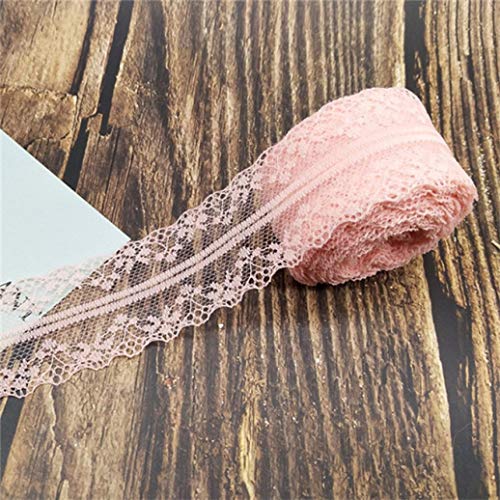 WUSHADEHANS Spitzenband, Spitzenbesatz, Spitzenband, 10 Meter, 14 Farben, Weiß/Schwarz, Spitzenband, 4 cm breit, bestickter Spitzenstoff for Heimwerker, Basteln, Netz, Nähen, Dekor(Peach) von WUSHADEHANS