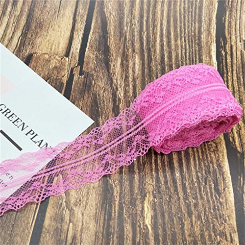 WUSHADEHANS Spitzenband, Spitzenbesatz, Spitzenband, 10 Meter, 14 Farben, Weiß/Schwarz, Spitzenband, 4 cm breit, bestickter Spitzenstoff for Heimwerker, Basteln, Netz, Nähen, Dekor(Rose Red) von WUSHADEHANS