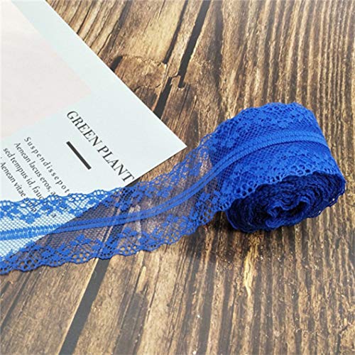 WUSHADEHANS Spitzenband, Spitzenbesatz, Spitzenband, 10 Meter, 14 Farben, Weiß/Schwarz, Spitzenband, 4 cm breit, bestickter Spitzenstoff for Heimwerker, Basteln, Netz, Nähen, Dekor(Royal Blue) von WUSHADEHANS