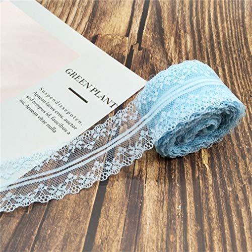 WUSHADEHANS Spitzenband, Spitzenbesatz, Spitzenband, 10 Meter, 14 Farben, Weiß/Schwarz, Spitzenband, 4 cm breit, bestickter Spitzenstoff for Heimwerker, Basteln, Netz, Nähen, Dekor(Sky Blue) von WUSHADEHANS