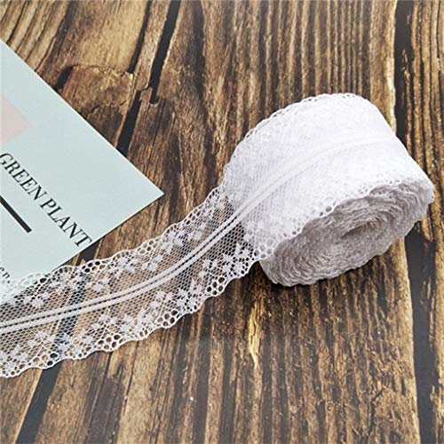 WUSHADEHANS Spitzenband, Spitzenbesatz, Spitzenband, 10 Meter, 14 Farben, Weiß/Schwarz, Spitzenband, 4 cm breit, bestickter Spitzenstoff for Heimwerker, Basteln, Netz, Nähen, Dekor(White) von WUSHADEHANS