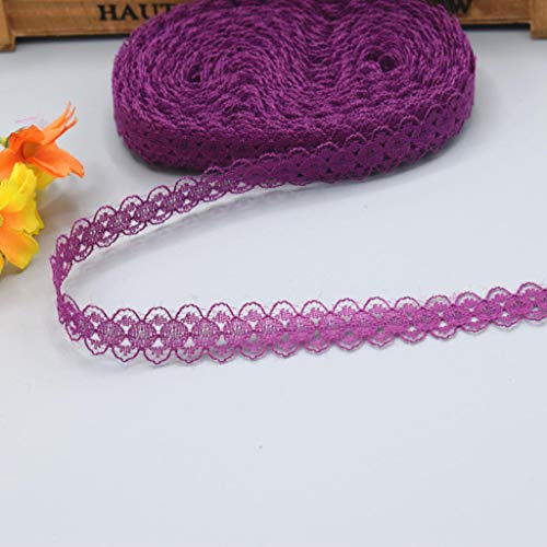 WUSHADEHANS Spitzenband, Spitzenbesatz, Spitzenband, 10 Yards, schönes Spitzenband, DIY, handgefertigte Kleidung, Unterwäsche, Hochzeitskleid, Damenbekleidung, Accessoires(Dark Purple,5 Yards) von WUSHADEHANS