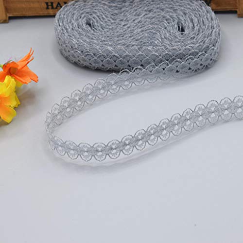 WUSHADEHANS Spitzenband, Spitzenbesatz, Spitzenband, 10 Yards, schönes Spitzenband, DIY, handgefertigte Kleidung, Unterwäsche, Hochzeitskleid, Damenbekleidung, Accessoires(Gray,10 Yards) von WUSHADEHANS