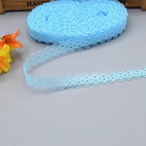 WUSHADEHANS Spitzenband, Spitzenbesatz, Spitzenband, 10 Yards, schönes Spitzenband, DIY, handgefertigte Kleidung, Unterwäsche, Hochzeitskleid, Damenbekleidung, Accessoires(Light Blue,10 Yards) von WUSHADEHANS