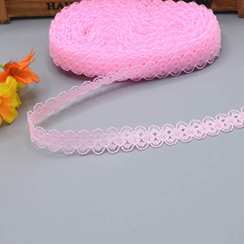 WUSHADEHANS Spitzenband, Spitzenbesatz, Spitzenband, 10 Yards, schönes Spitzenband, DIY, handgefertigte Kleidung, Unterwäsche, Hochzeitskleid, Damenbekleidung, Accessoires(Pink,10 Yards) von WUSHADEHANS