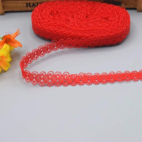 WUSHADEHANS Spitzenband, Spitzenbesatz, Spitzenband, 10 Yards, schönes Spitzenband, DIY, handgefertigte Kleidung, Unterwäsche, Hochzeitskleid, Damenbekleidung, Accessoires(Red,5 Yards) von WUSHADEHANS