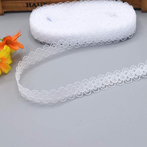 WUSHADEHANS Spitzenband, Spitzenbesatz, Spitzenband, 10 Yards, schönes Spitzenband, DIY, handgefertigte Kleidung, Unterwäsche, Hochzeitskleid, Damenbekleidung, Accessoires(White,5 Yards) von WUSHADEHANS