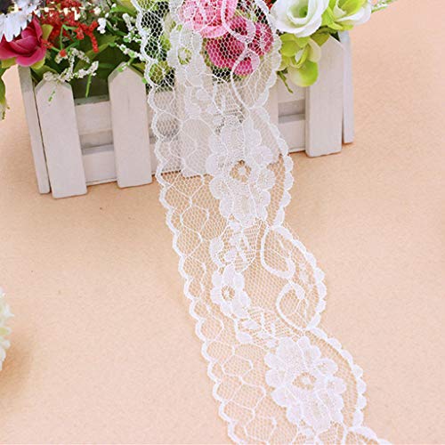 WUSHADEHANS Spitzenband, Spitzenbesatz, Spitzenband, 10 Yards/Lot, 55 mm breit, Polyester, Besticktes Netz, Spitzenband, DIY, handgefertigt, Handwerk, Hochzeit, Party, Dekoration(Beige) von WUSHADEHANS