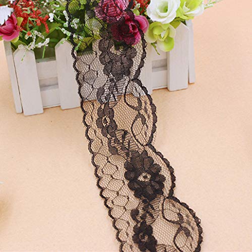 WUSHADEHANS Spitzenband, Spitzenbesatz, Spitzenband, 10 Yards/Lot, 55 mm breit, Polyester, Besticktes Netz, Spitzenband, DIY, handgefertigt, Handwerk, Hochzeit, Party, Dekoration(Black) von WUSHADEHANS