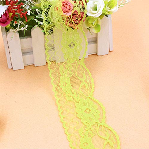 WUSHADEHANS Spitzenband, Spitzenbesatz, Spitzenband, 10 Yards/Lot, 55 mm breit, Polyester, Besticktes Netz, Spitzenband, DIY, handgefertigt, Handwerk, Hochzeit, Party, Dekoration(Fluorescent Green) von WUSHADEHANS