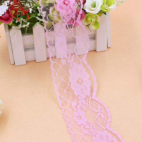 WUSHADEHANS Spitzenband, Spitzenbesatz, Spitzenband, 10 Yards/Lot, 55 mm breit, Polyester, Besticktes Netz, Spitzenband, DIY, handgefertigt, Handwerk, Hochzeit, Party, Dekoration(Light Pink) von WUSHADEHANS
